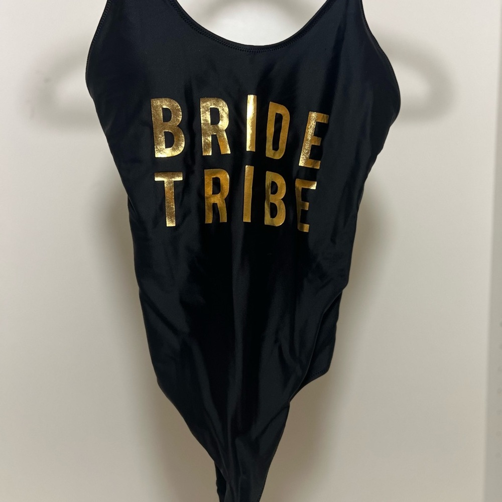Vanilla/Beach Black and Gold One Piece Swimsuit Bride Tribe